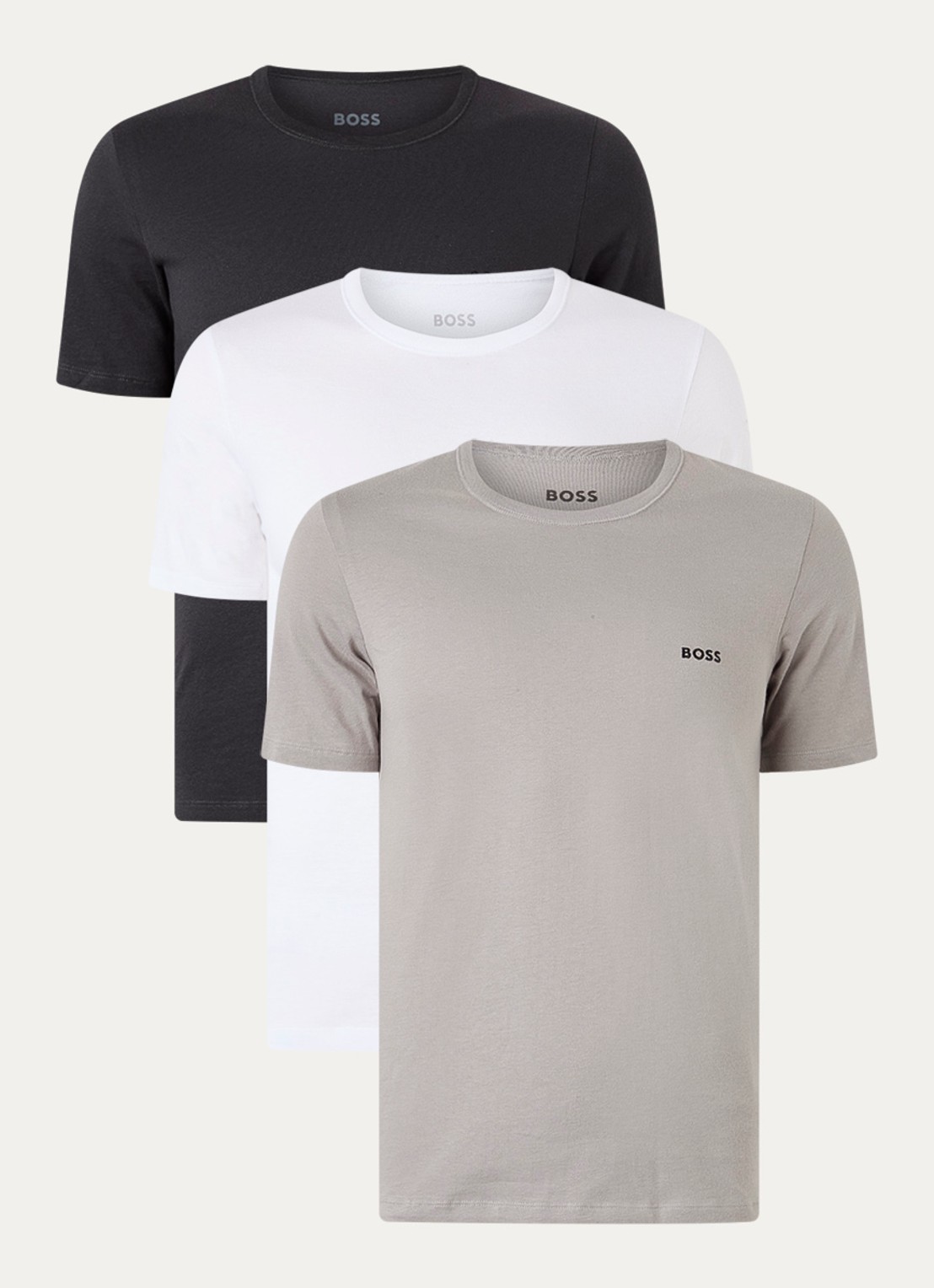 BOSS Set van drie katoenen T-shirts met logostiksel - voorkant grijs