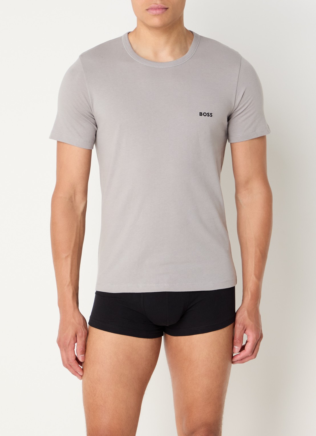 BOSS Set van drie katoenen T-shirts met logostiksel - voorkant 2 grijs