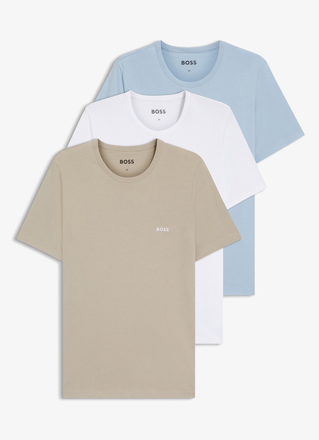 BOSS Set van drie katoenen T-shirts met logostiksel - voorkant 2 rood