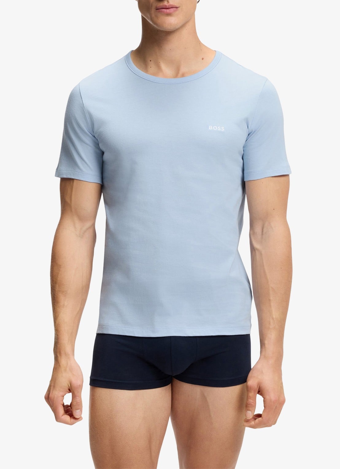 BOSS Set van drie katoenen T-shirts met logostiksel - voorkant 3 rood