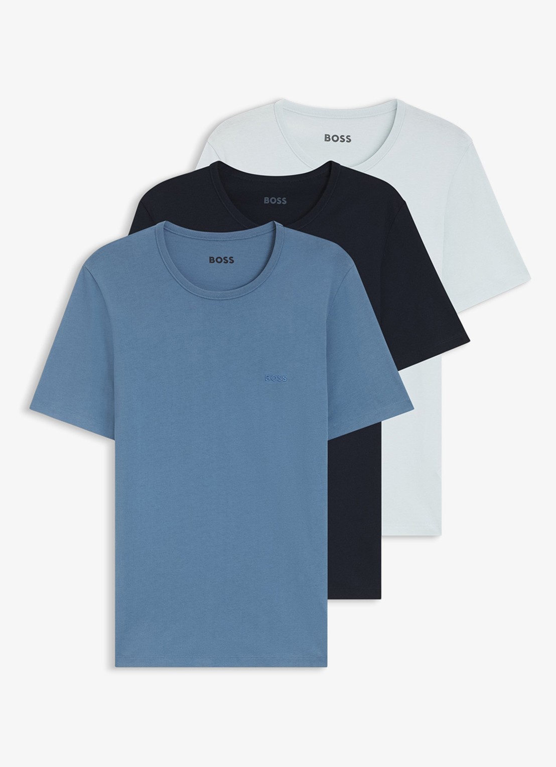 BOSS Set van drie katoenen T-shirts met logostiksel - voorkant 2 roze