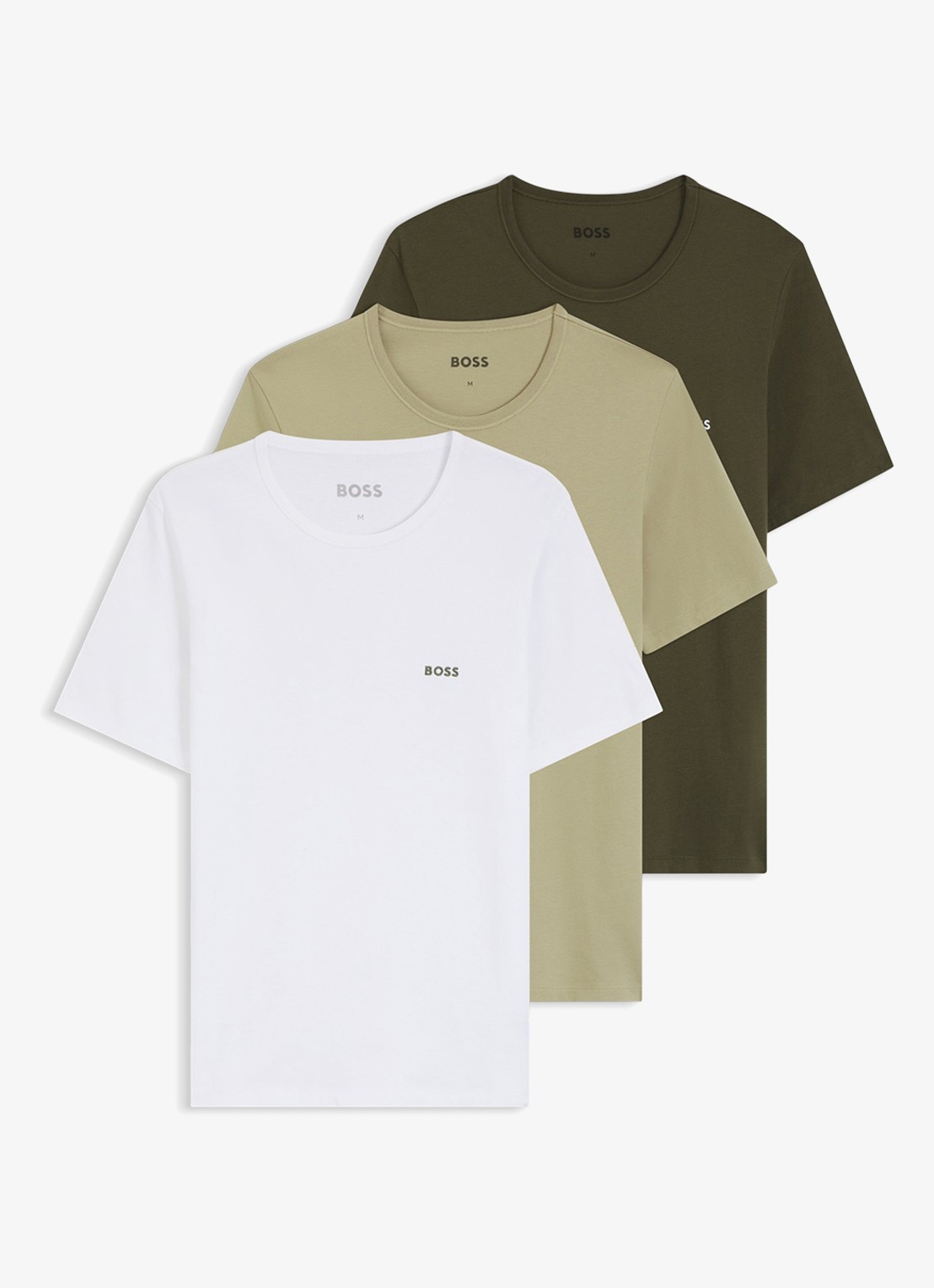 BOSS Set van drie katoenen T-shirts met logostiksel - voorkant 2 geel