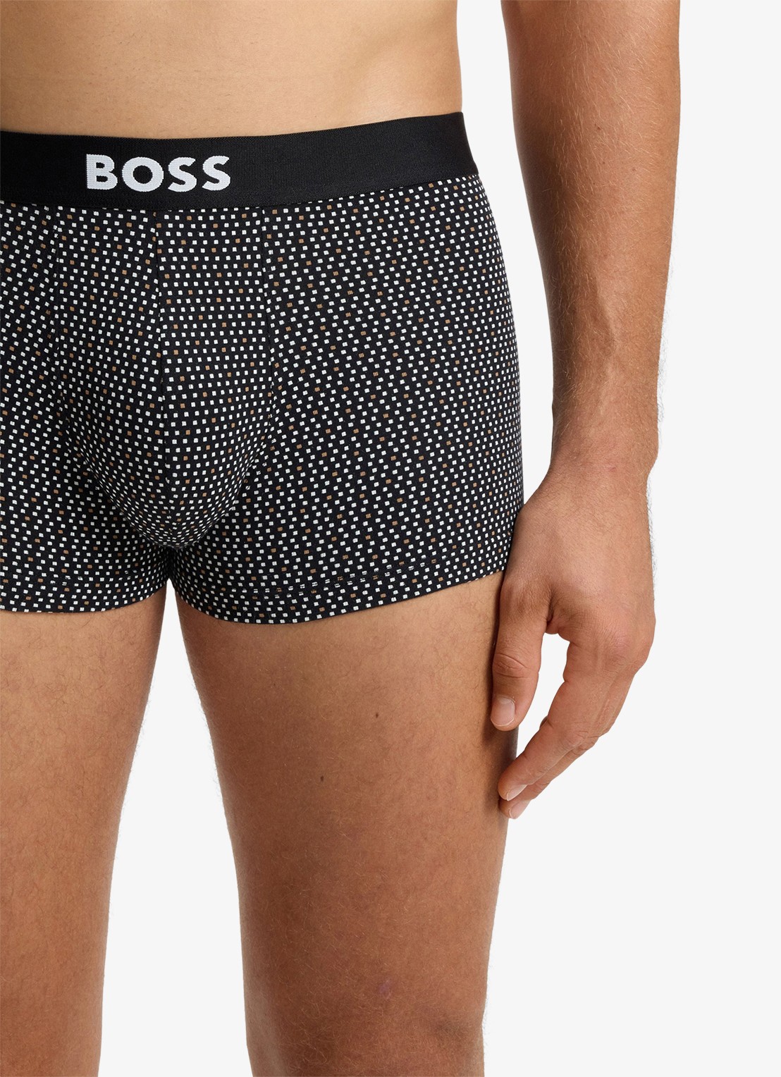BOSS Set van drie korte boxers met logo’s van stretchkatoen - detail 3 open beige-281 / zwart