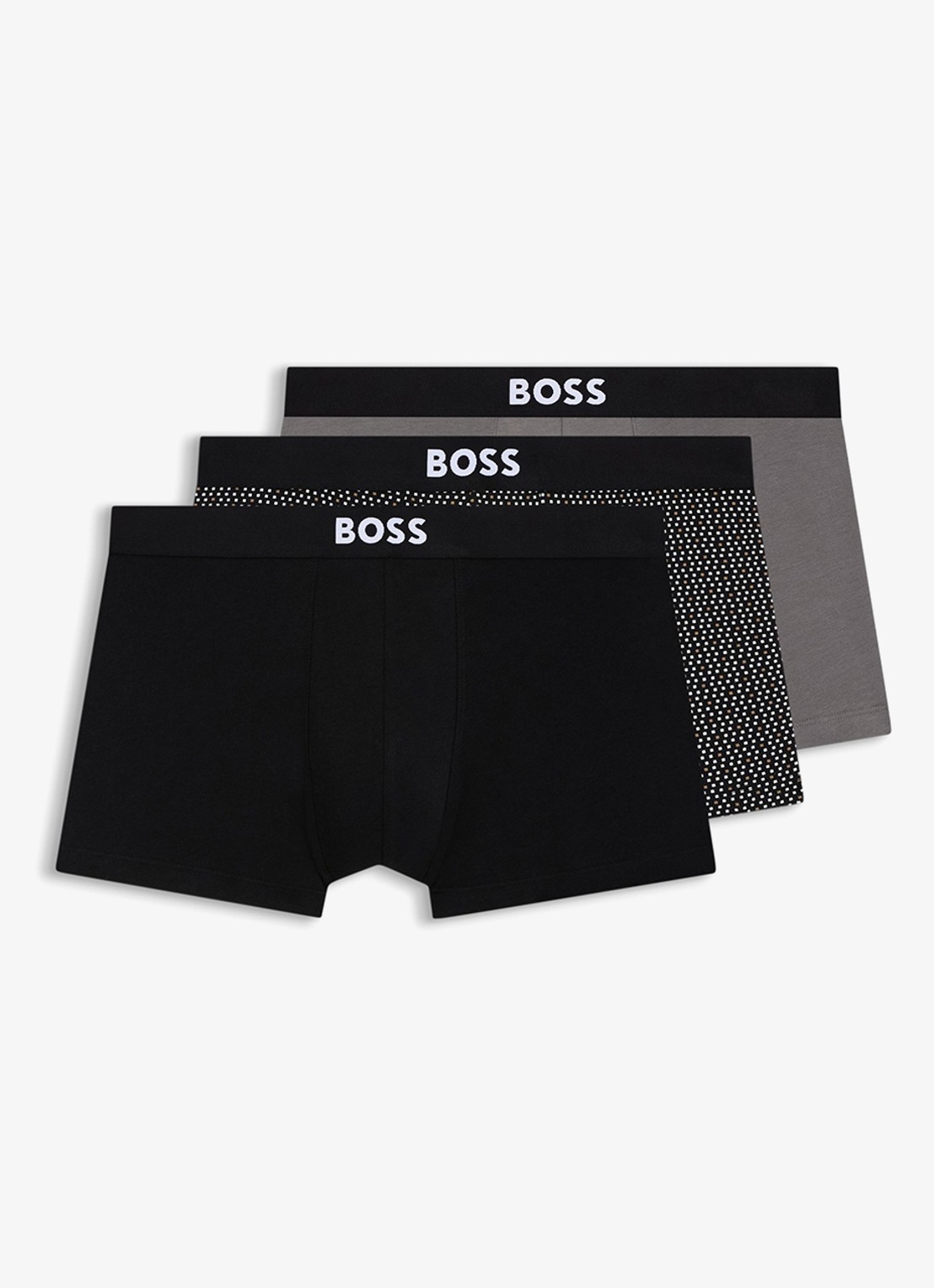 BOSS Set van drie korte boxers met logo’s van stretchkatoen - voorkant open beige-281 / zwart