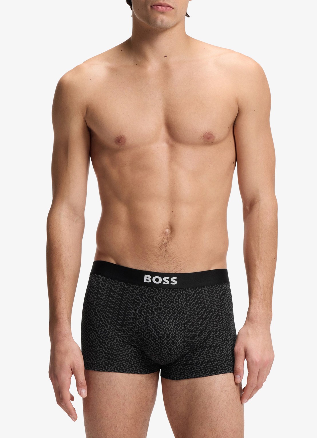 BOSS Set van drie korte boxers met logo’s van stretchkatoen - detail open grey-070 / grijs
