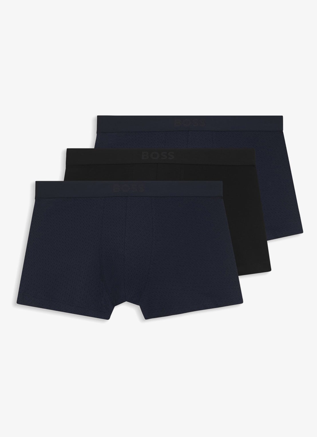 BOSS Set van drie korte boxers met logo’s van stretchkatoen - voorkant open blue-482 / blauw