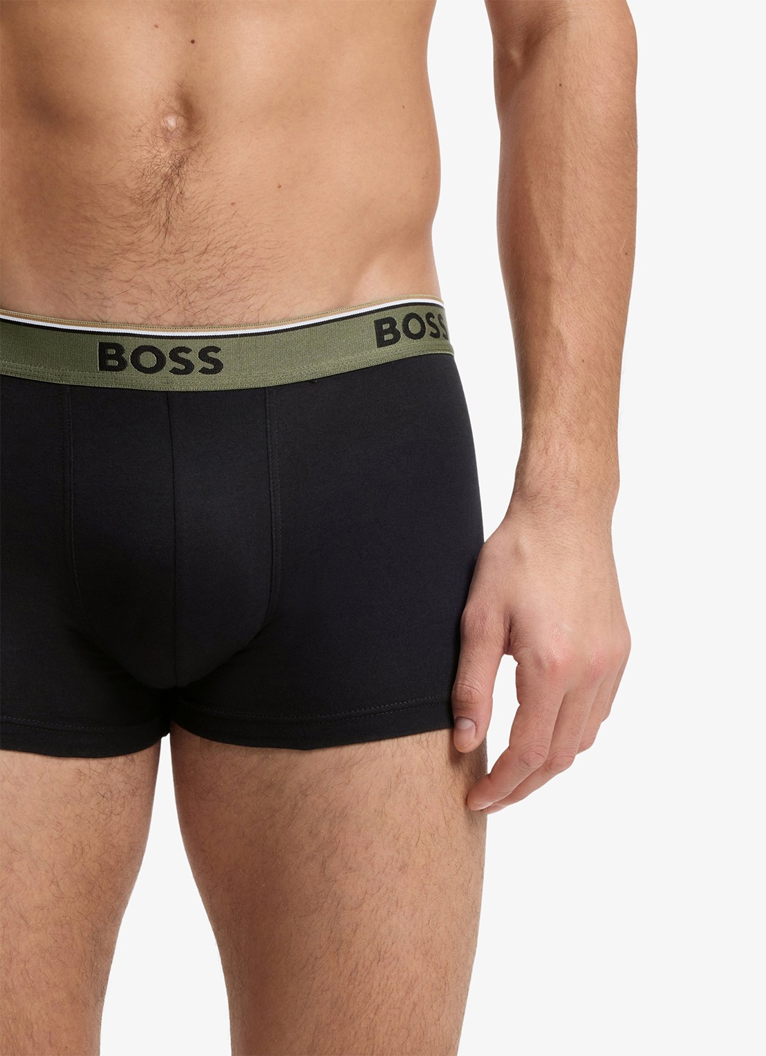 BOSS Set van drie korte boxershorts met logotailleband van stretchkatoen - detail 4 black-006 / zwart