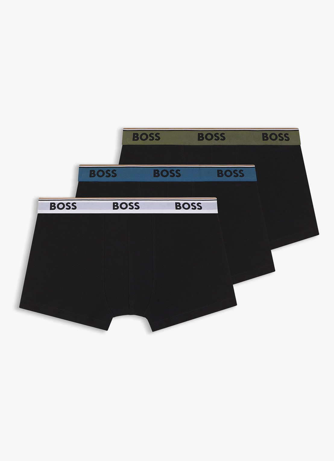 BOSS Set van drie korte boxershorts met logotailleband van stretchkatoen - voorkant black-006 / zwart