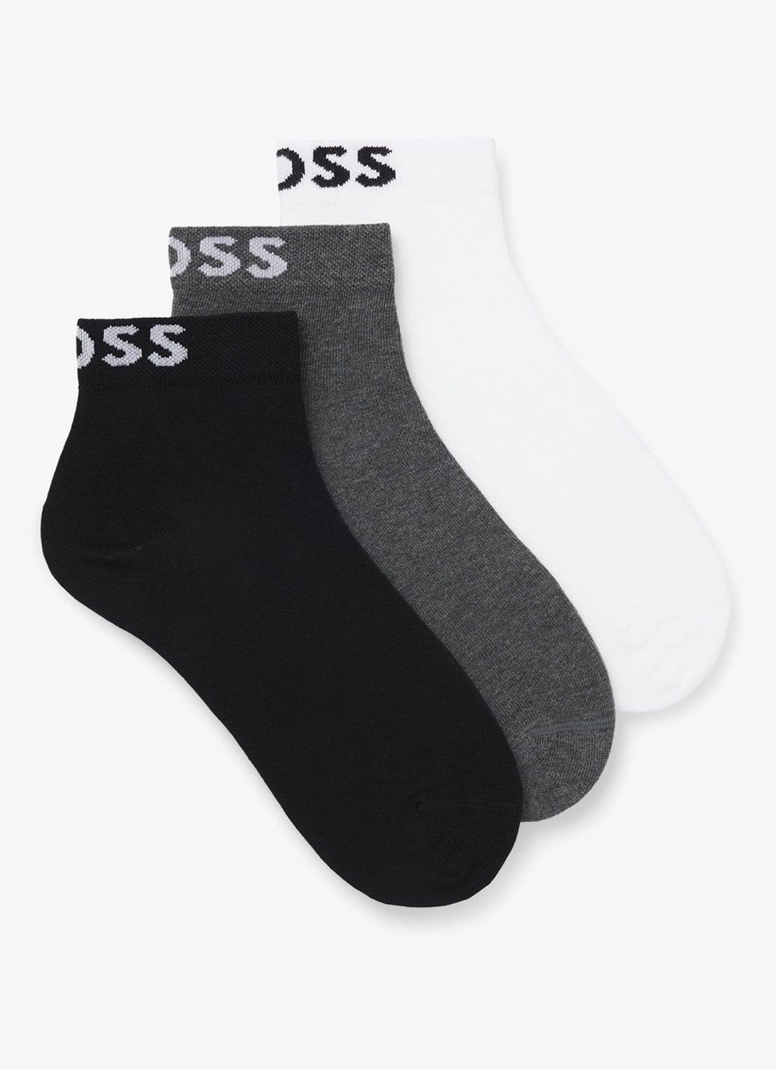 BOSS Set van sokken met logo 3-delig - voorkant zwart