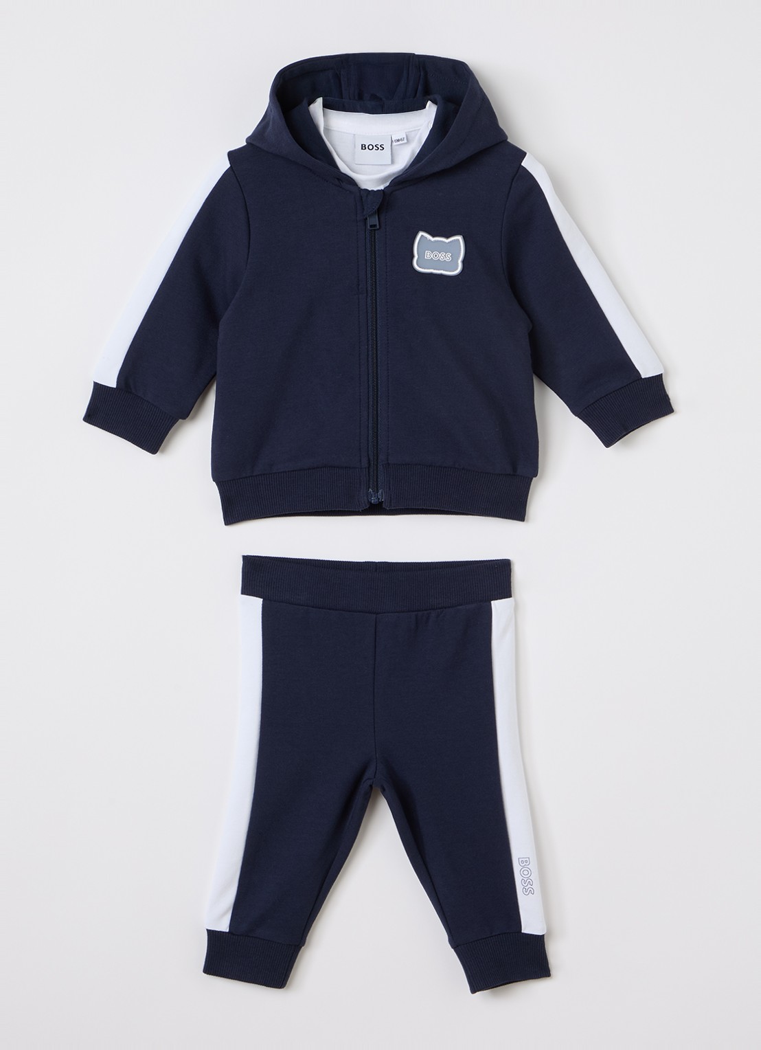 BOSS Set van sweatvest, T-shirt en joggingbroek 3-delig - voorkant 2 donkerblauw