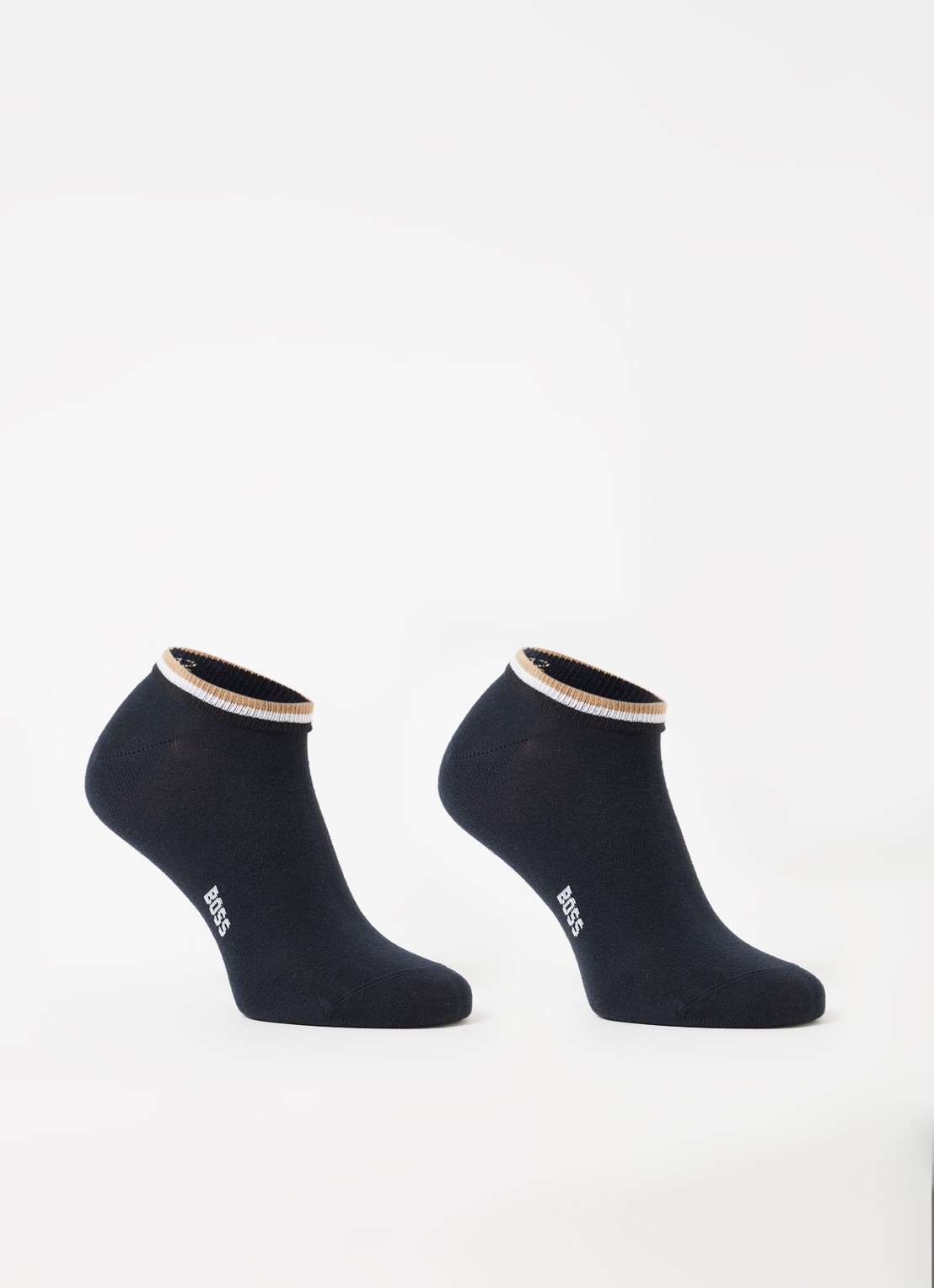 BOSS Set van twee paar enkelsokken met kenmerkend gestreepte boorden - voorkant dark blue-403 / blauw
