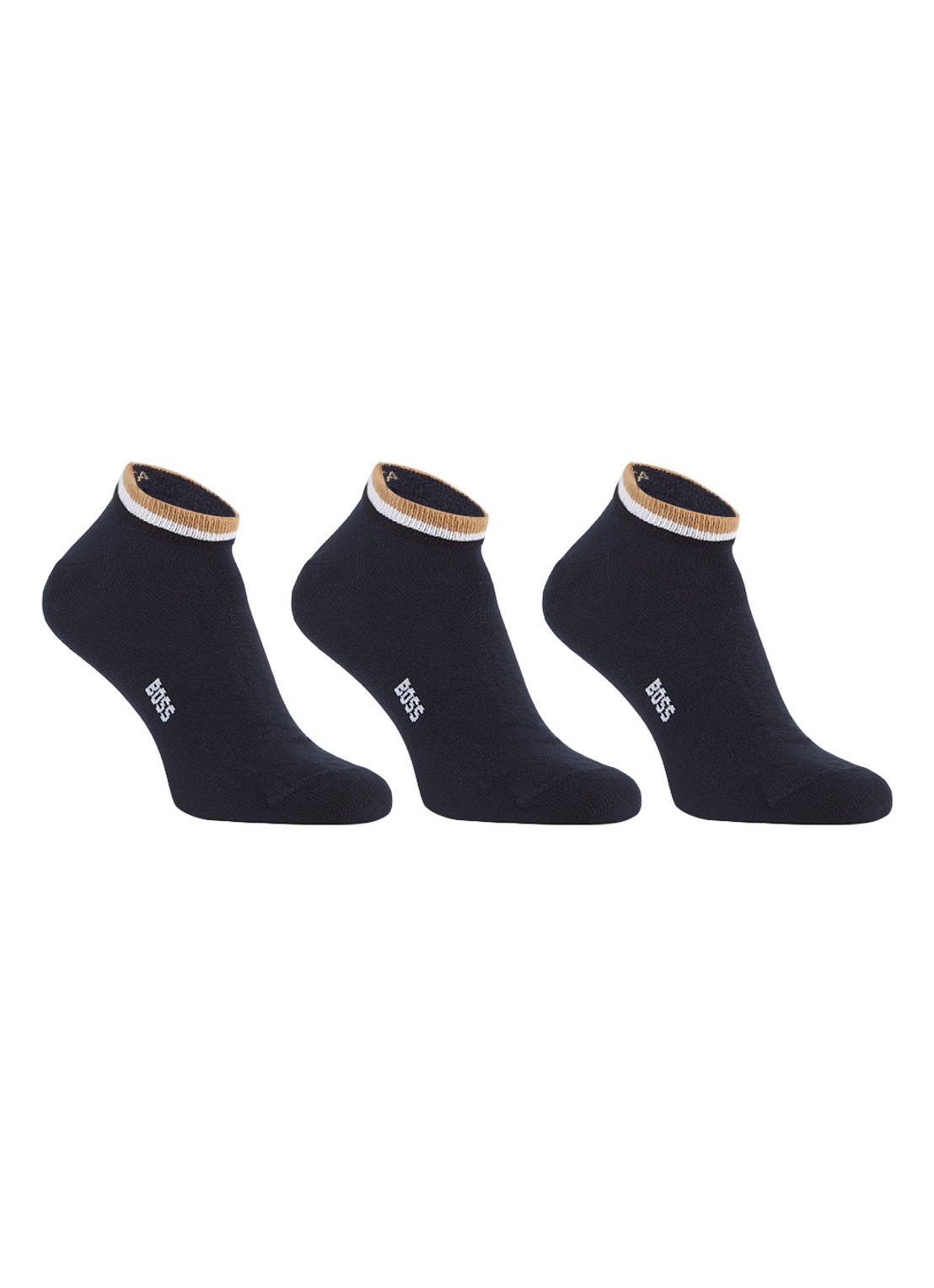 BOSS Set van twee paar enkelsokken met kenmerkend gestreepte boorden - voorkant 3 dark blue-403 / blauw