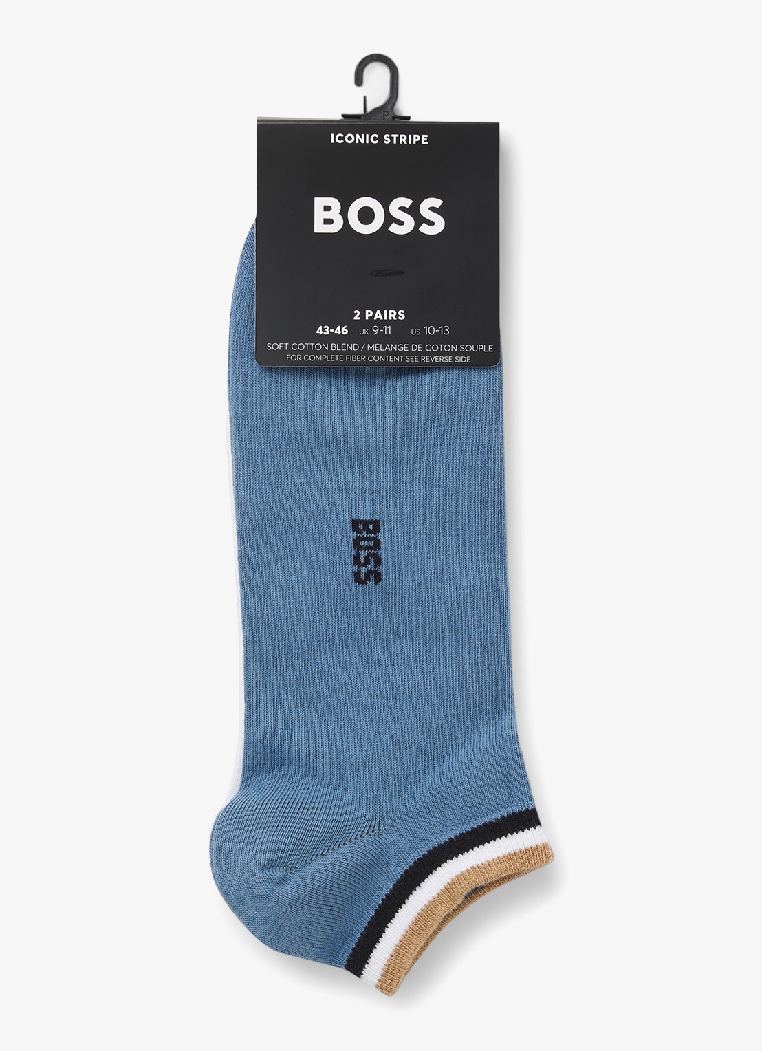 BOSS Set van twee paar enkelsokken met kenmerkend gestreepte boorden - detail 7 dark blue-403 / blauw