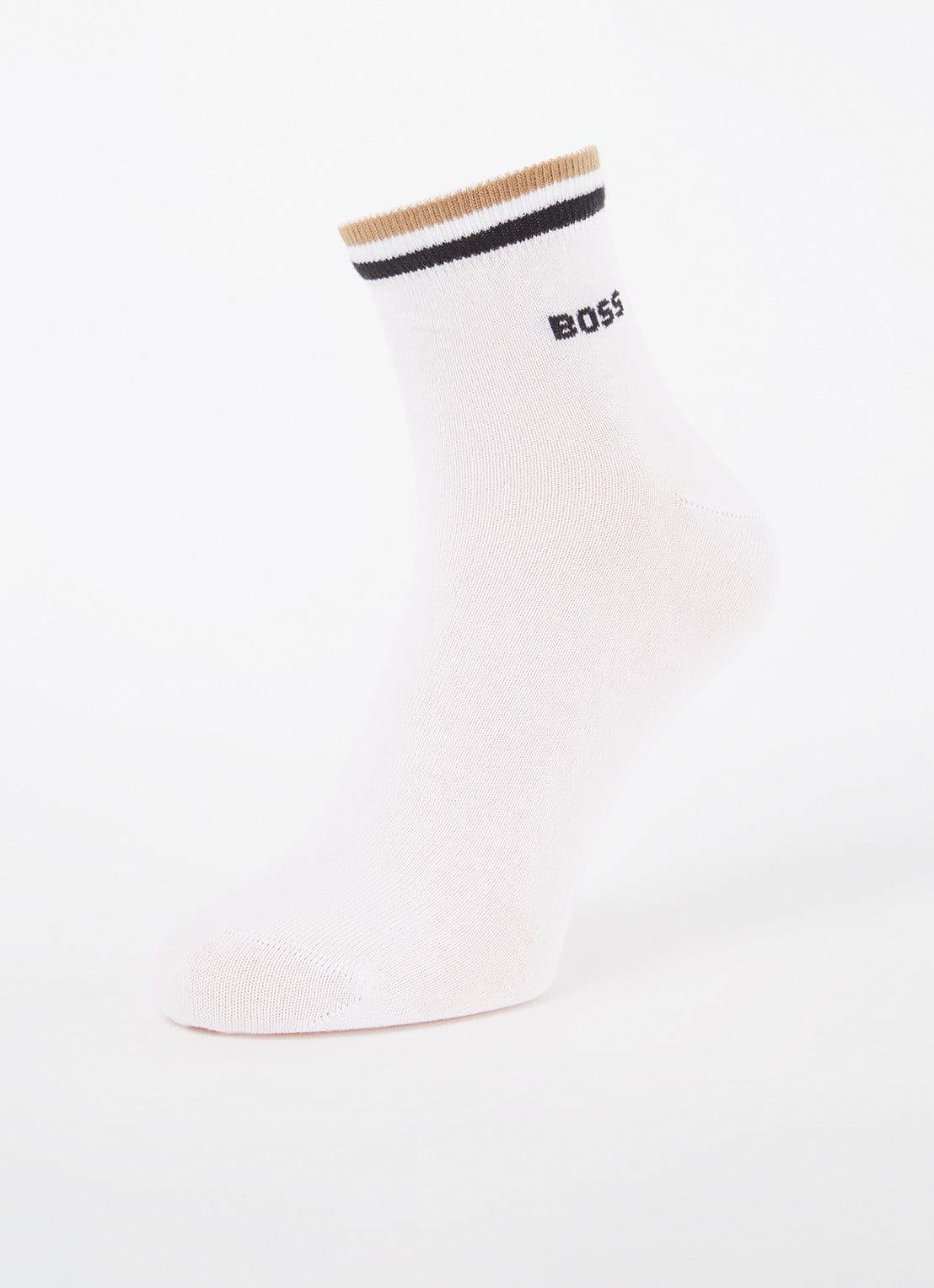 BOSS Set van twee paar korte sokken met kenmerkend gestreepte boorden - detail 5 white-100 / wit