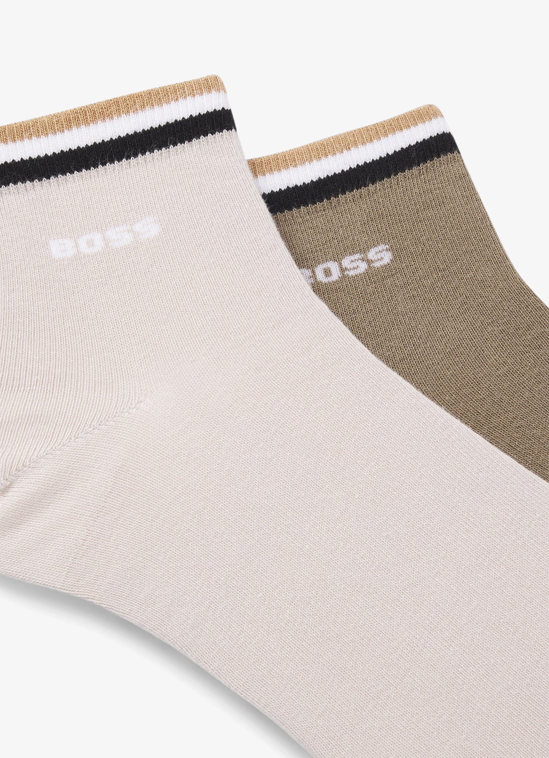 BOSS Set van twee paar korte sokken met kenmerkend gestreepte boorden - detail 2 light beige-272 / beige