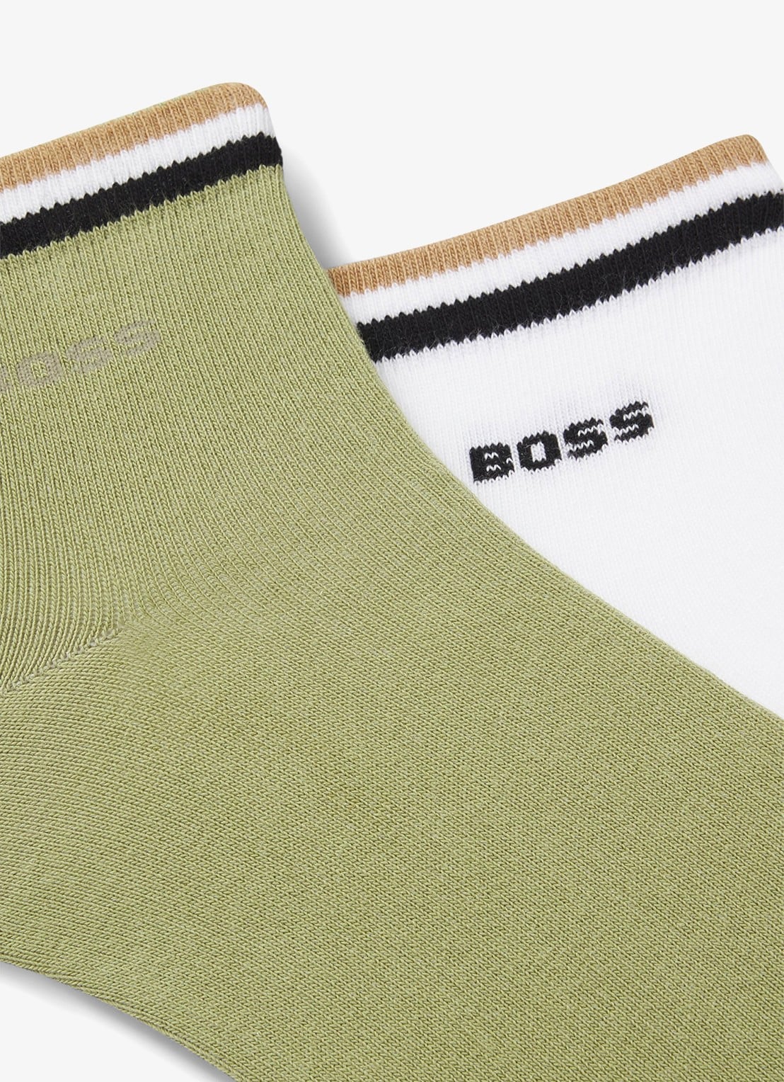 BOSS Set van twee paar korte sokken met kenmerkend gestreepte boorden - detail 3 open green-398 / groen