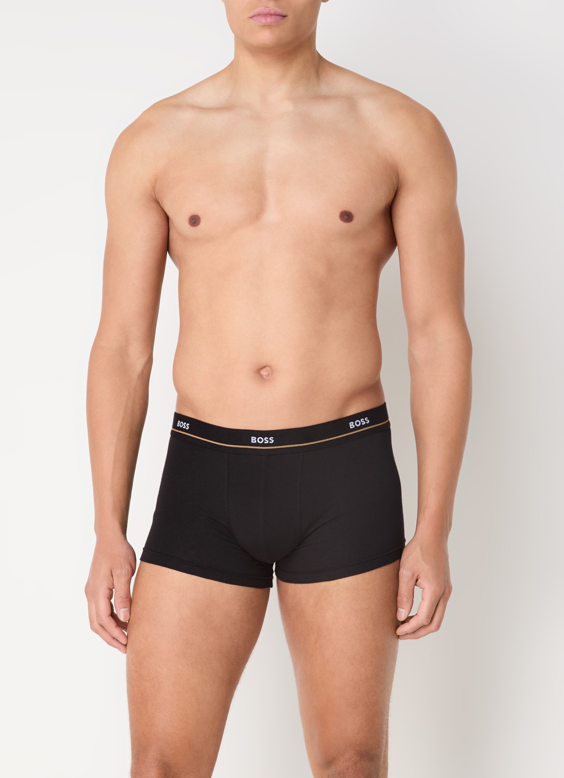 BOSS Set van vijf korte boxershorts met logotailleband van stretchkatoen - voorkant 2 donkerblauw