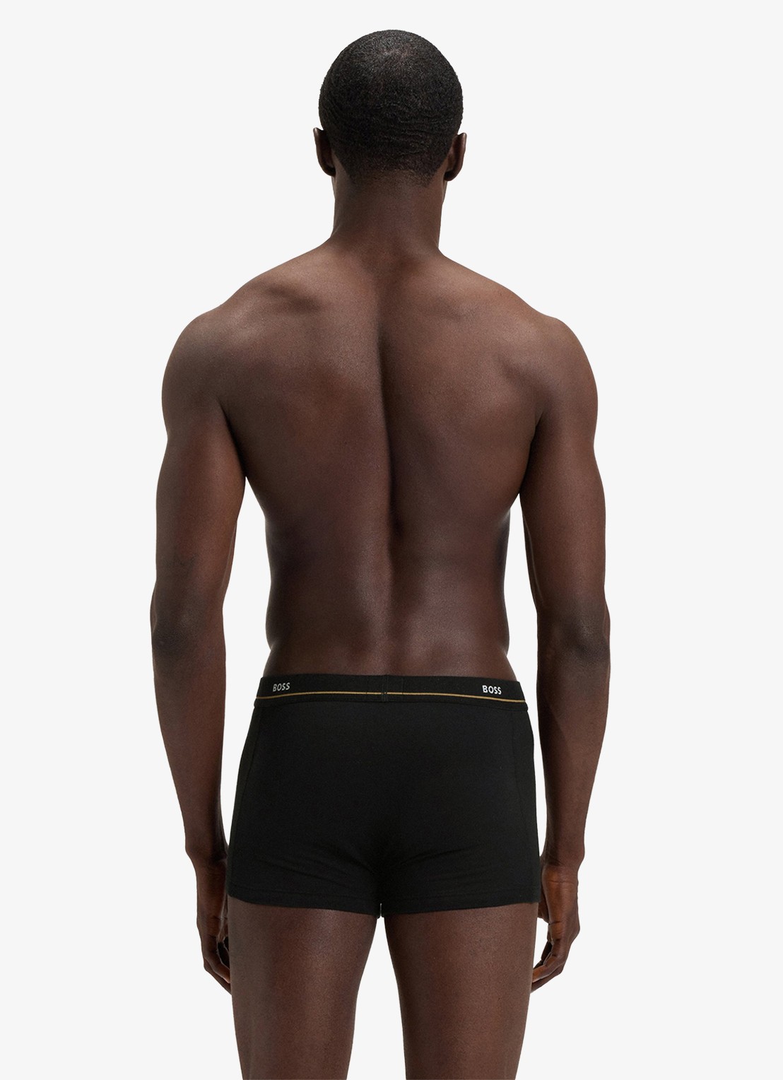 BOSS Set van vijf korte boxershorts met logotailleband van stretchkatoen - achterkant grijs