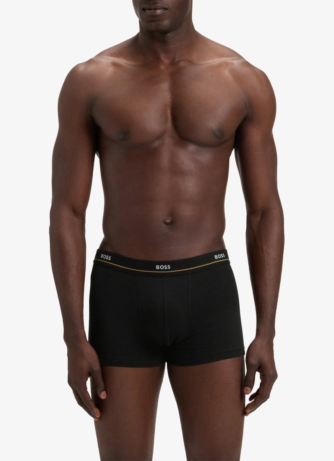 BOSS Set van vijf korte boxershorts met logotailleband van stretchkatoen - voorkant 3 grijs