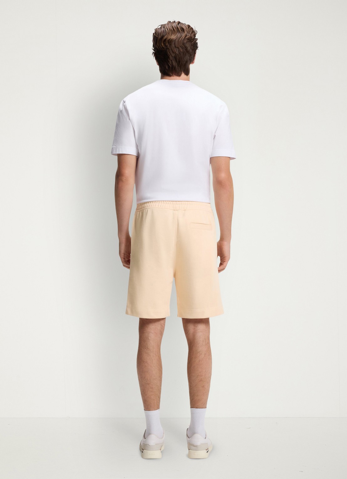 BOSS Short van katoenen sweatstof met logopatch - achterkant light/pastel orange-837 / oranje