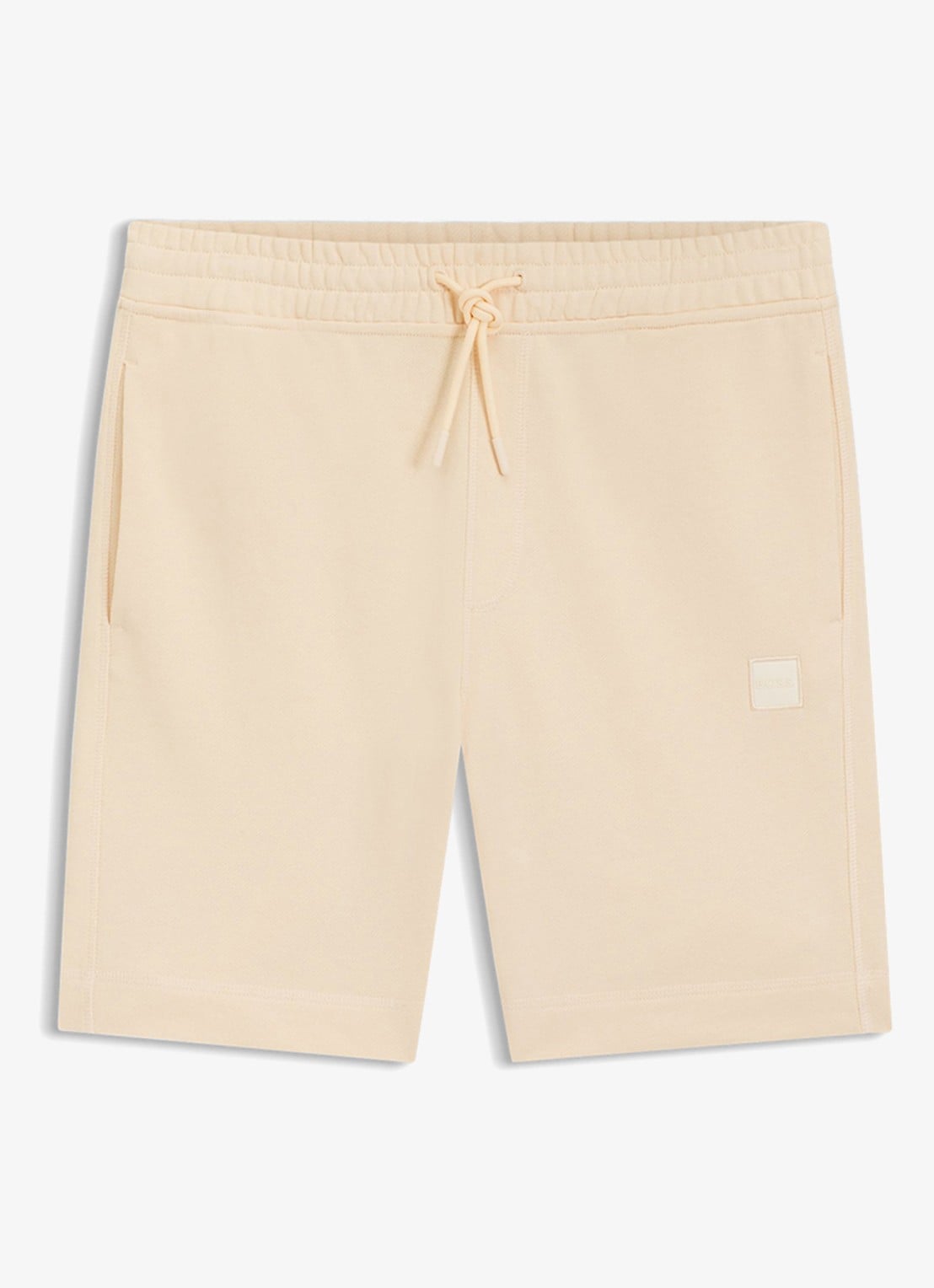 BOSS Short van katoenen sweatstof met logopatch - voorkant 2 light/pastel orange-837 / oranje