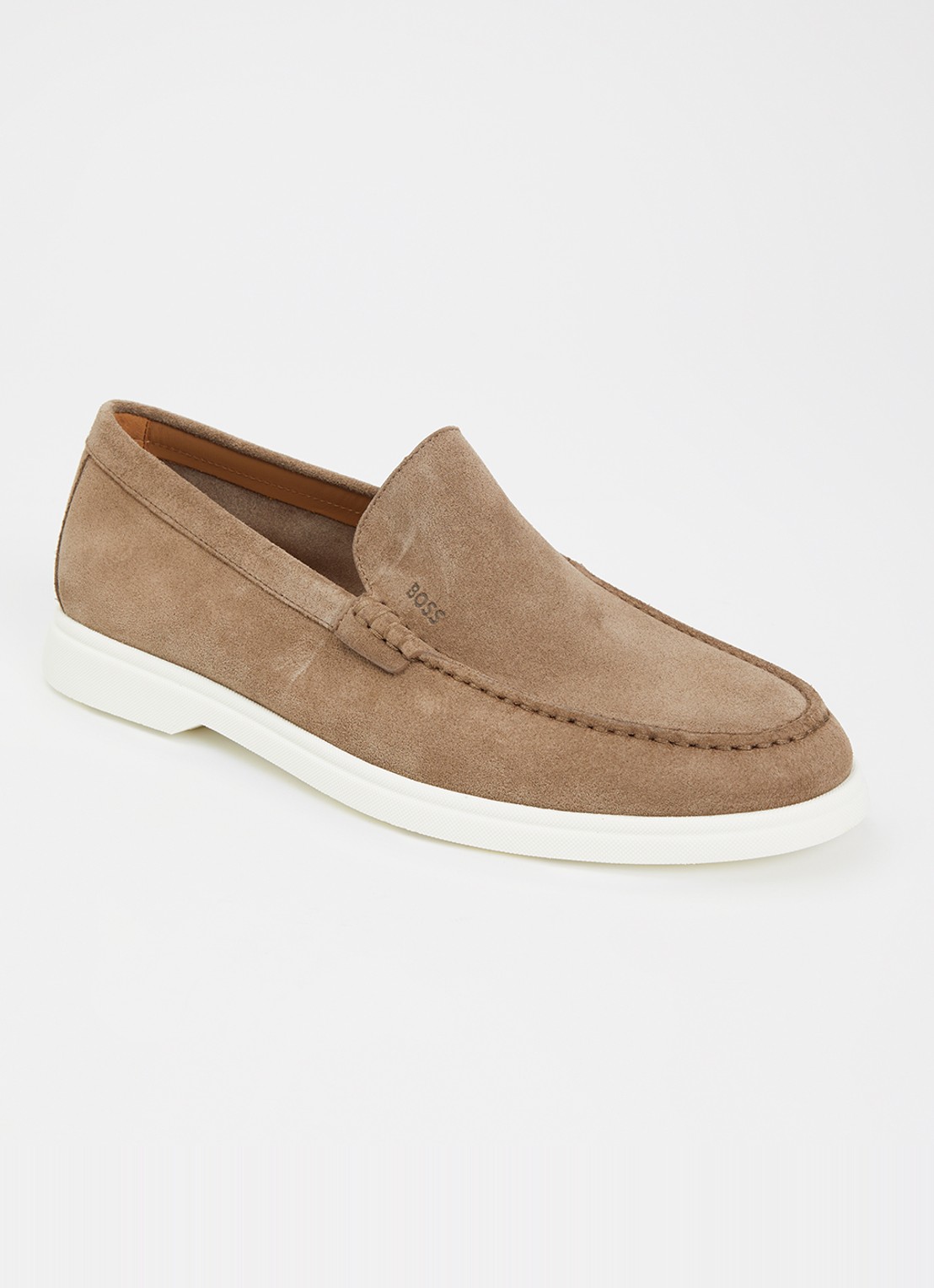 BOSS Sienne loafer van suède - voorkant 4 lichtbruin