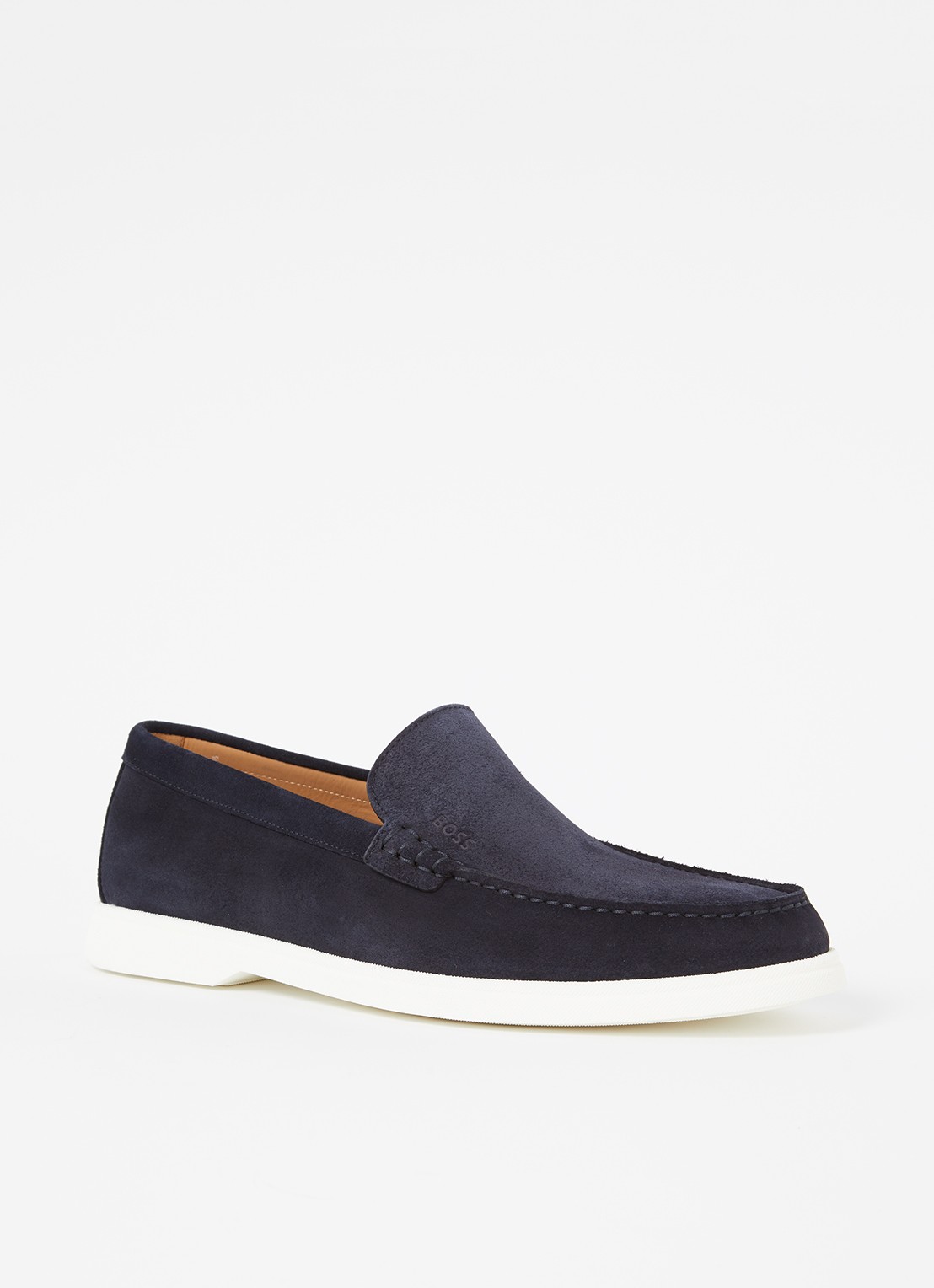 BOSS Sienne loafer van suède - voorkant 2 donkerblauw