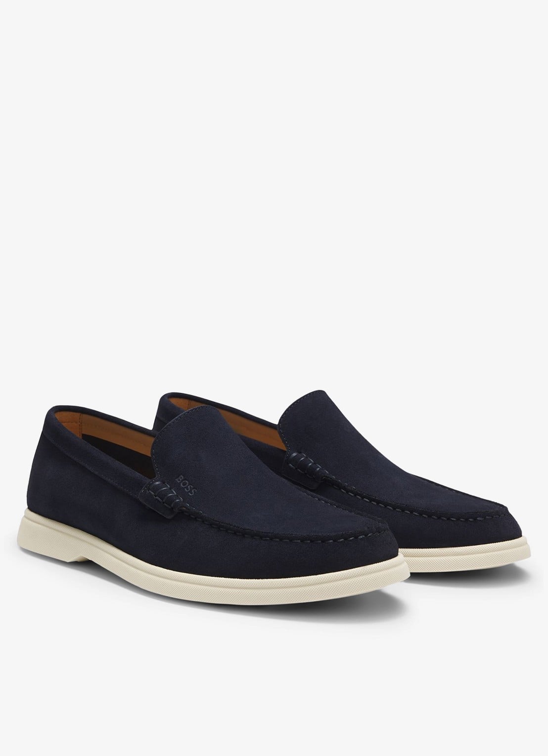 BOSS Sienne loafer van suède - voorkant 3 kobaltblauw