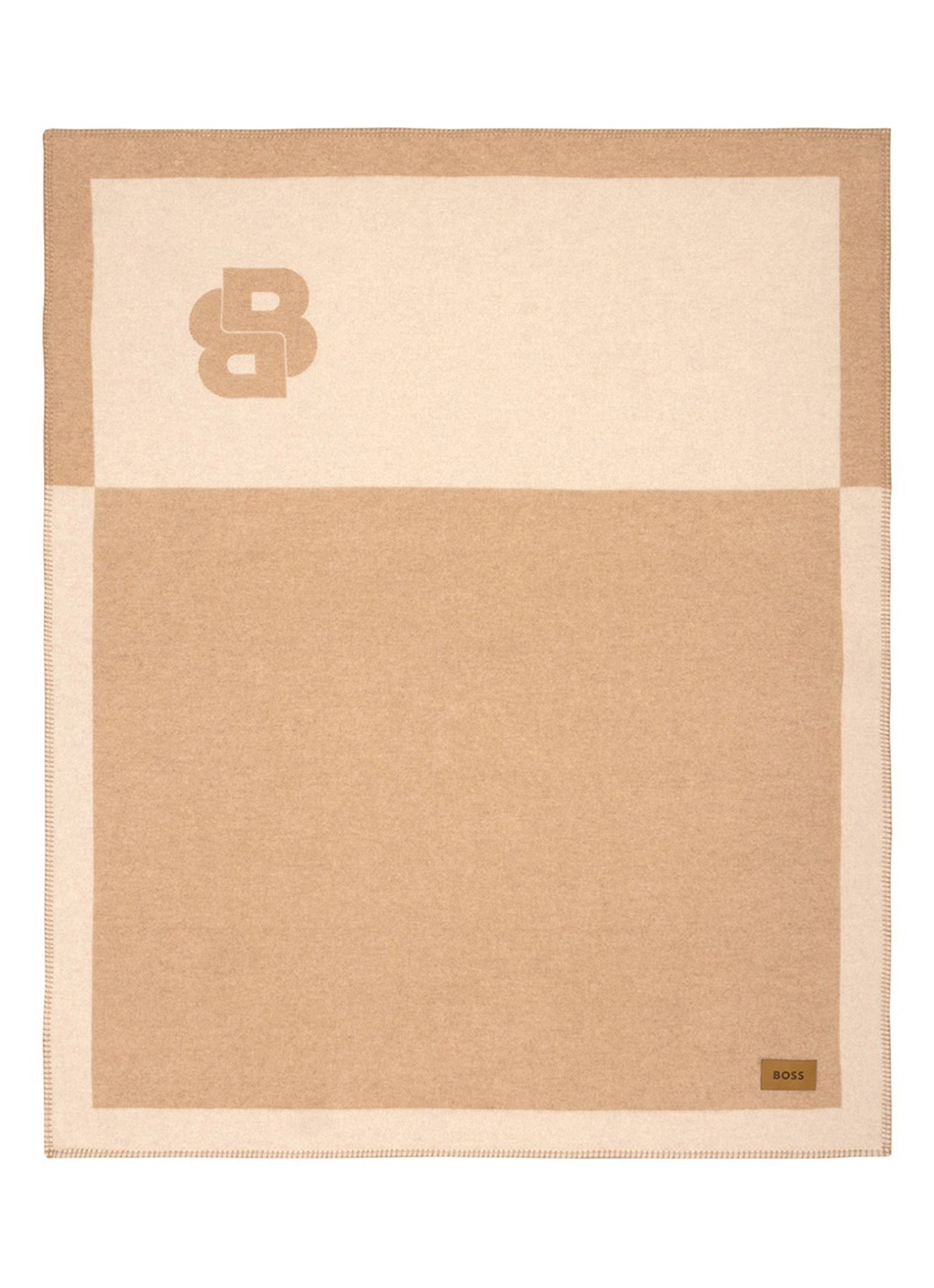 BOSS Signature plaid in wolblend 130 x 170 cm - voorkant 2 beige