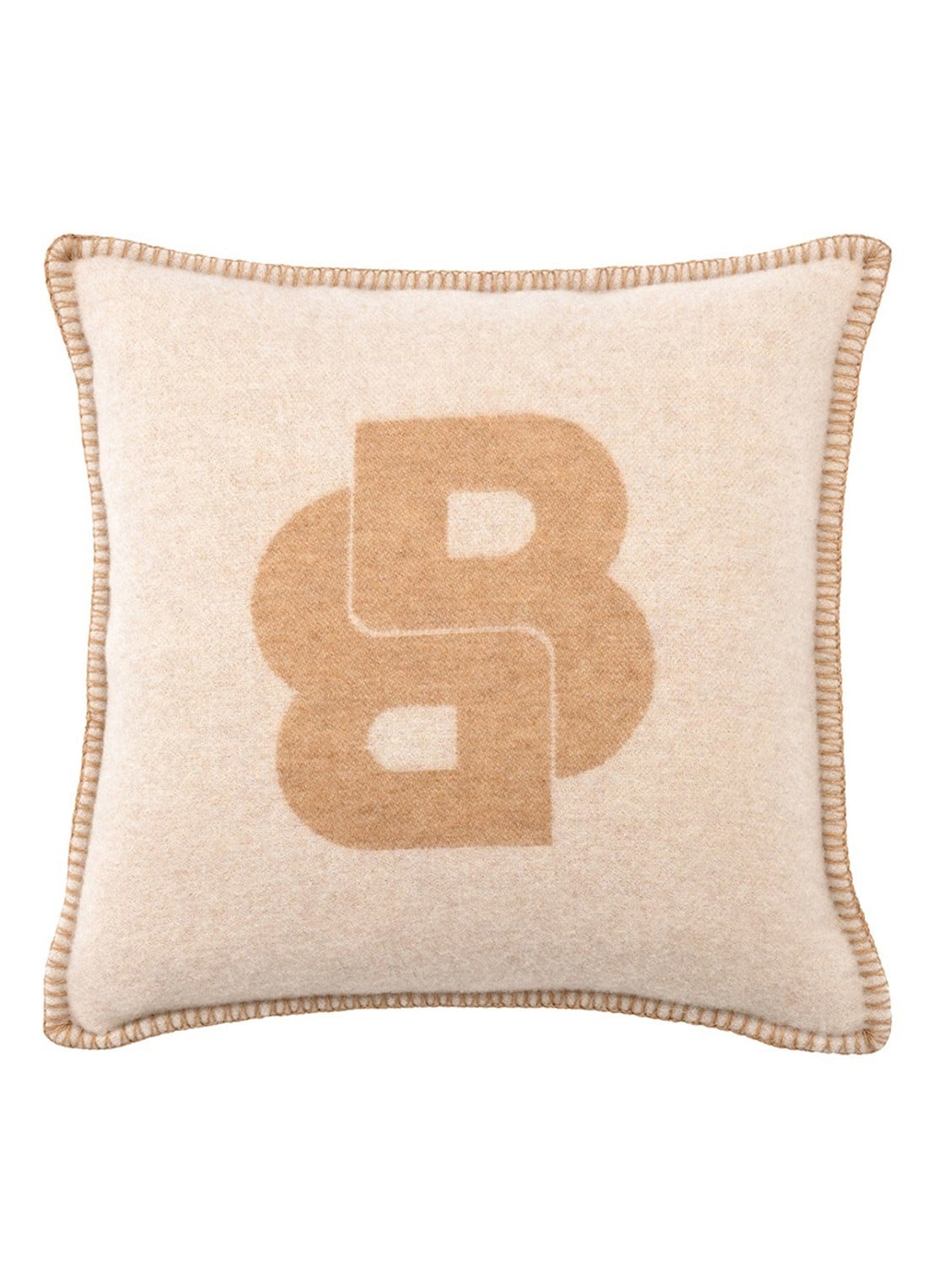 BOSS Signature sierkussenhoes in wolblend 45 x 45 cm - voorkant 2 beige