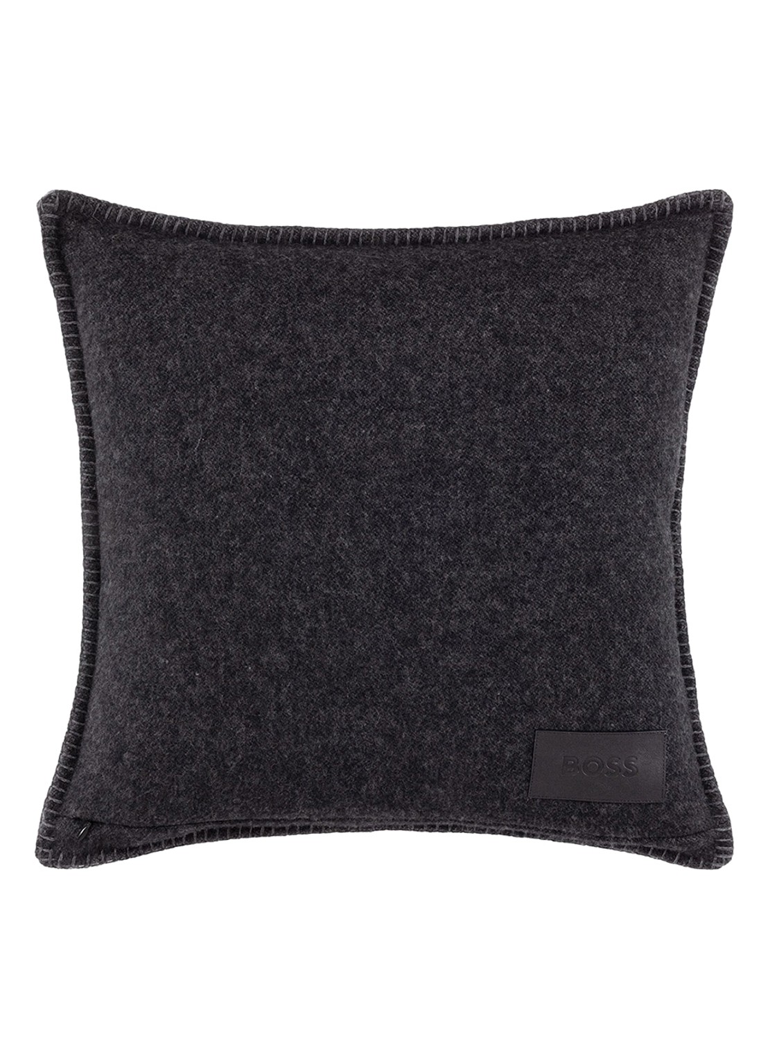 BOSS Signature sierkussenhoes in wolblend 45 x 45 cm - achterkant 2 donkergrijs