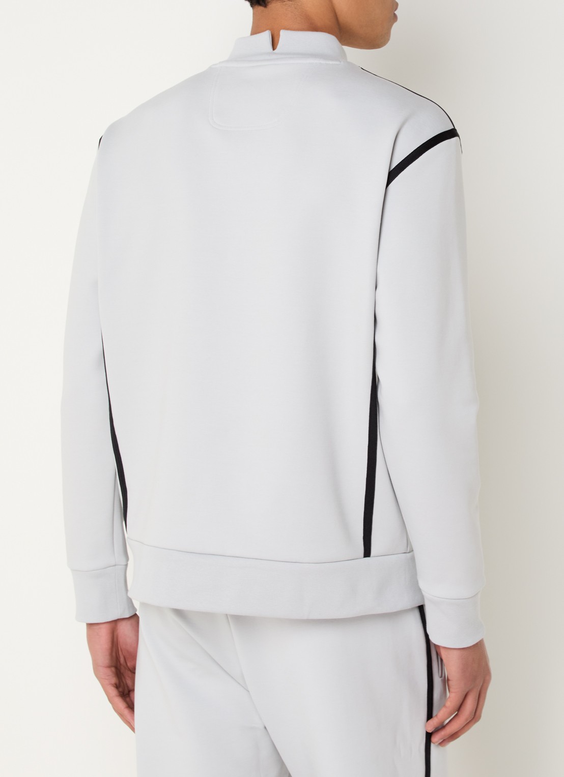 BOSS Silas Tape sweater met logo - achterkant lichtgrijs