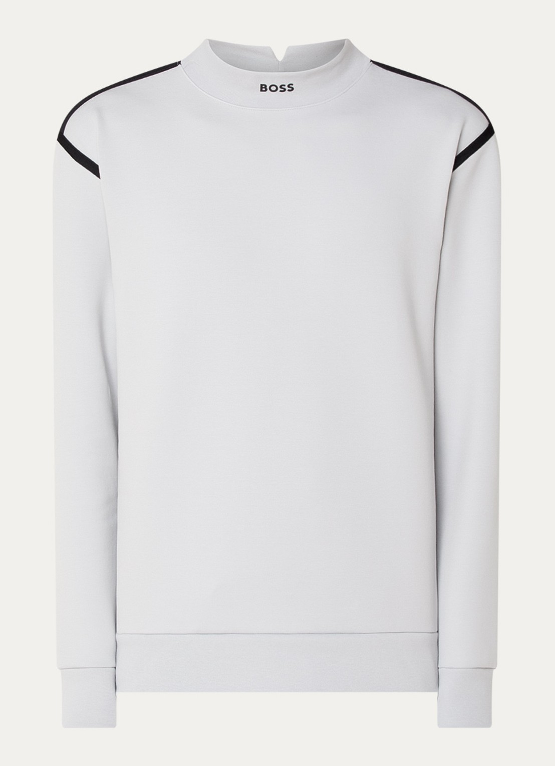 BOSS Silas Tape sweater met logo - voorkant 3 lichtgrijs