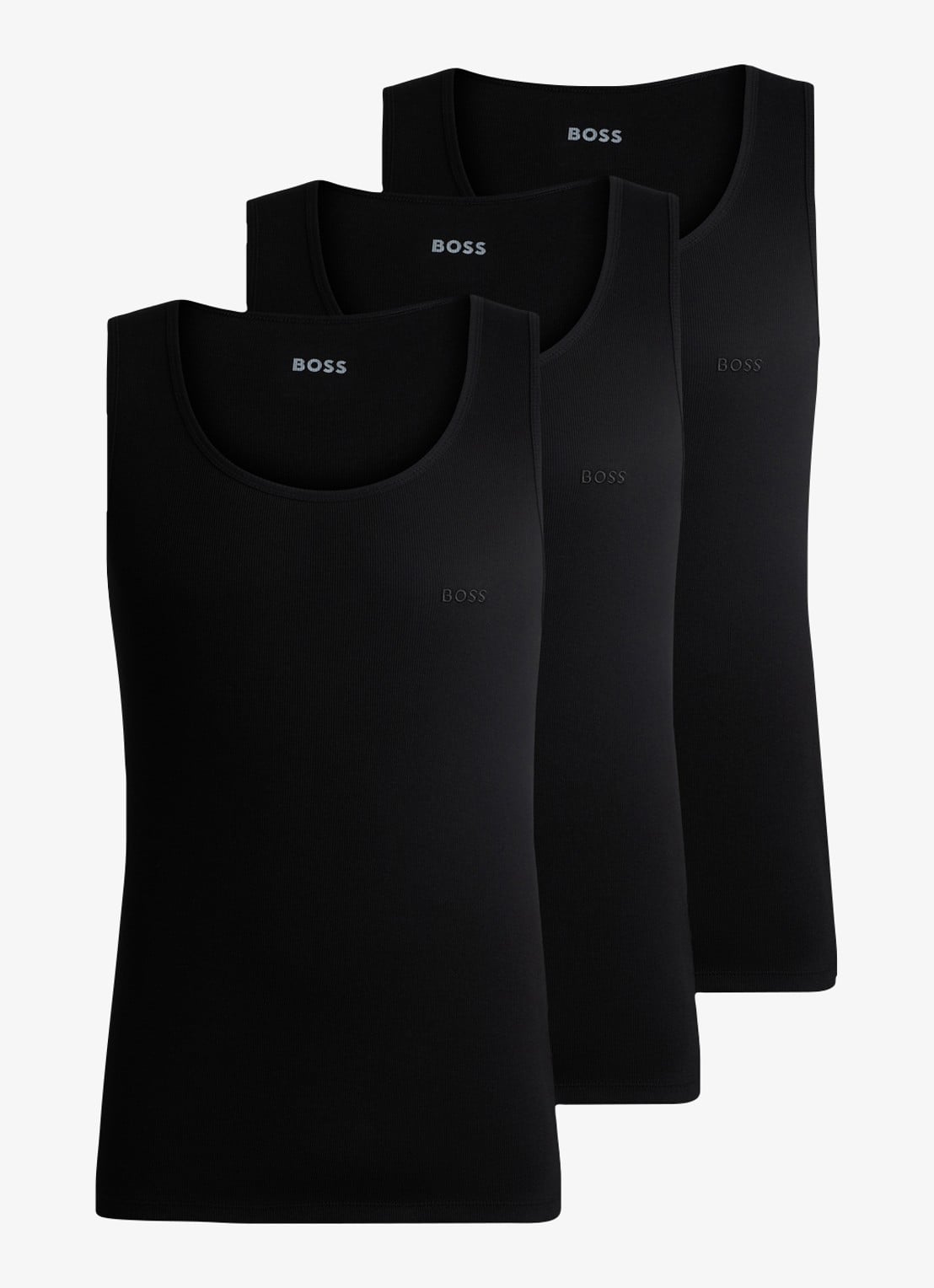 BOSS Singlet met logo in 3-pack   - voorkant zwart