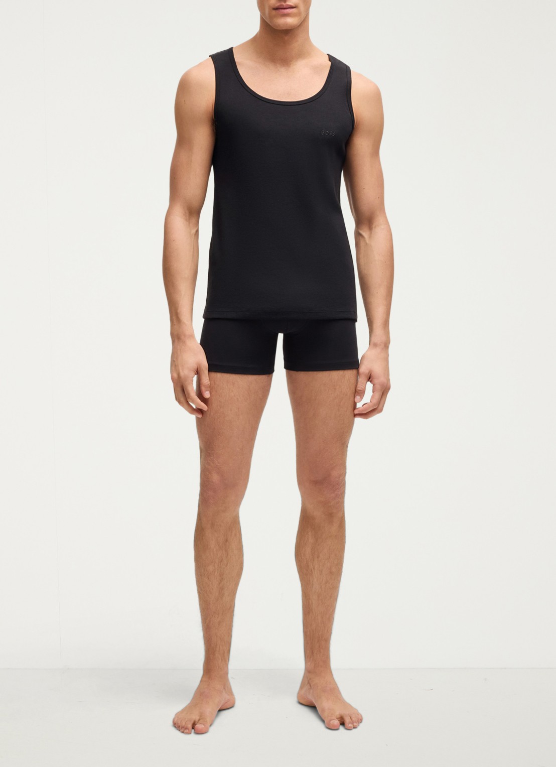 BOSS Singlet met logo in 3-pack   - voorkant 2 zwart