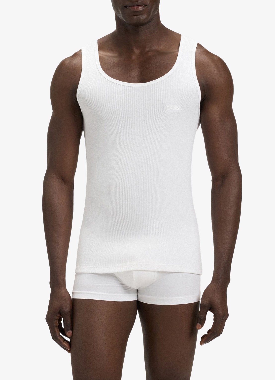 BOSS Singlet met logo in 3-pack   - detail wit