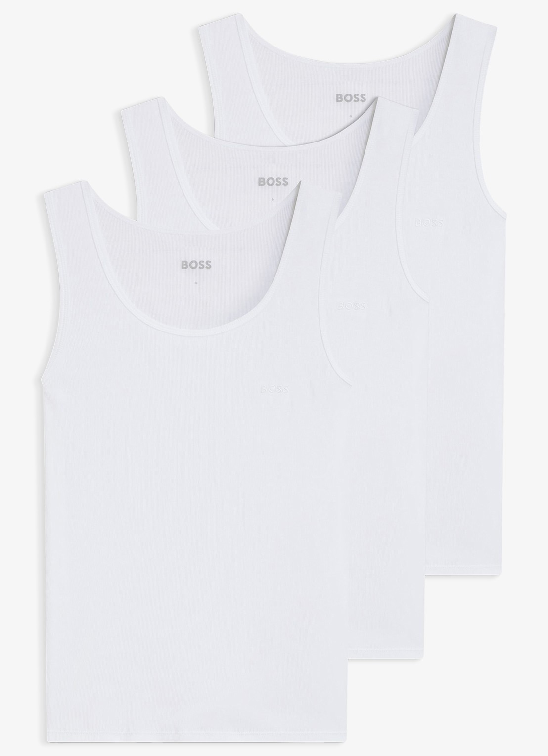 BOSS Singlet met logo in 3-pack   - voorkant 4 wit