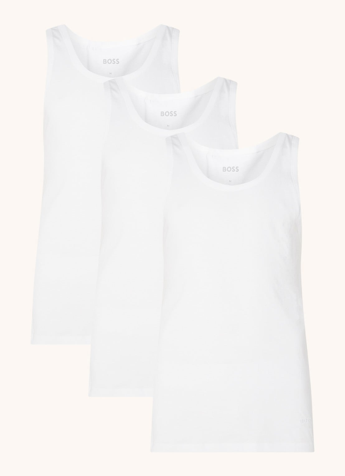 BOSS Singlet van katoen in 3-pack - voorkant 3 wit