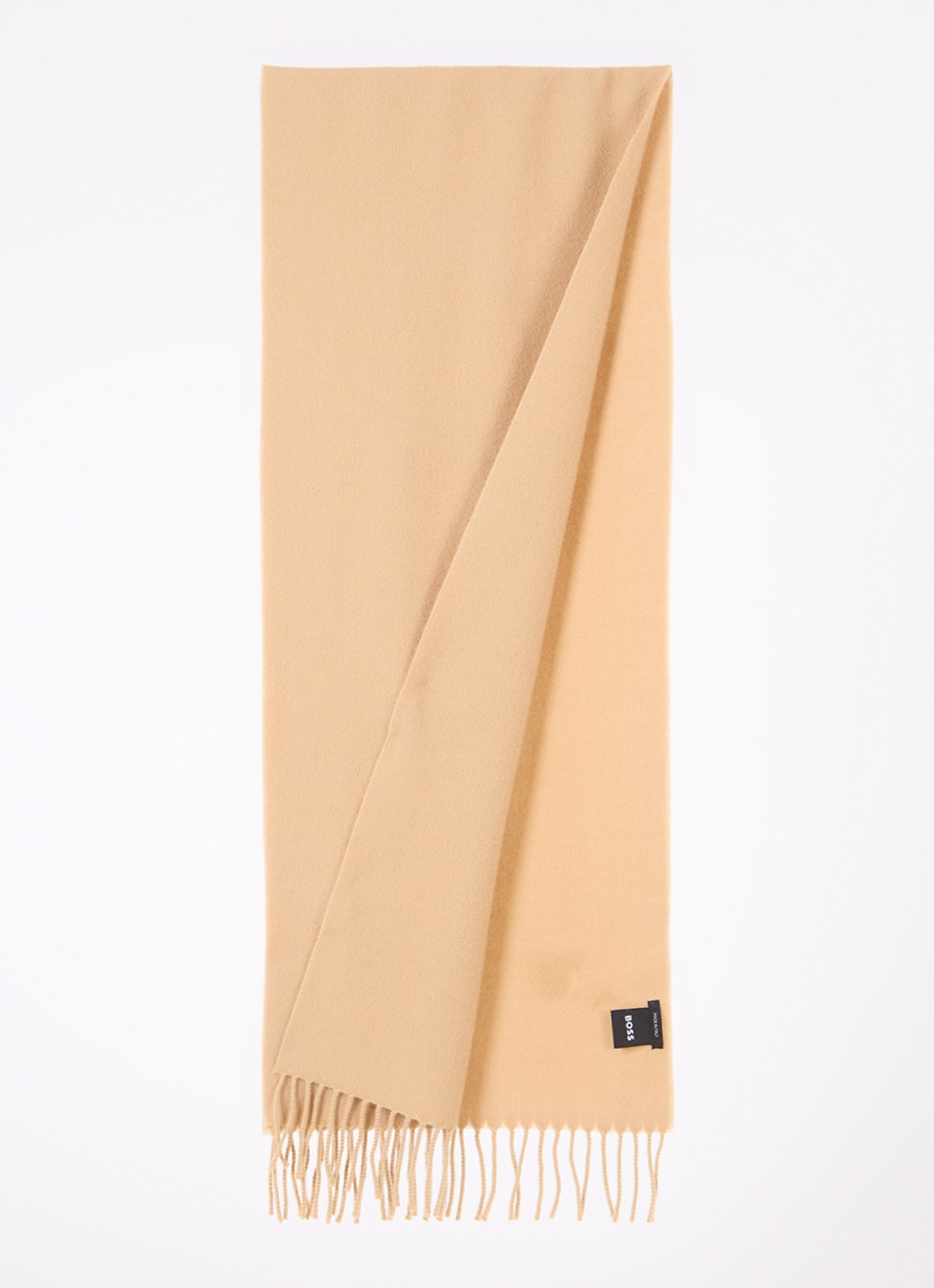 BOSS Sjaal van wol 165 x 30 cm - detail camel