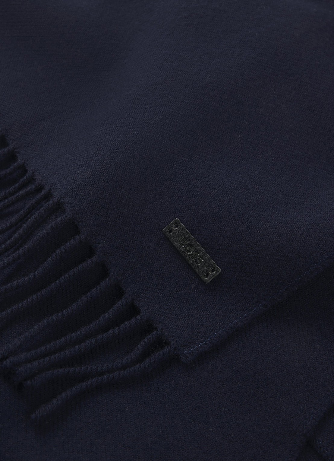 BOSS Sjaal van wol 165 x 30 cm - detail 3 donkerblauw