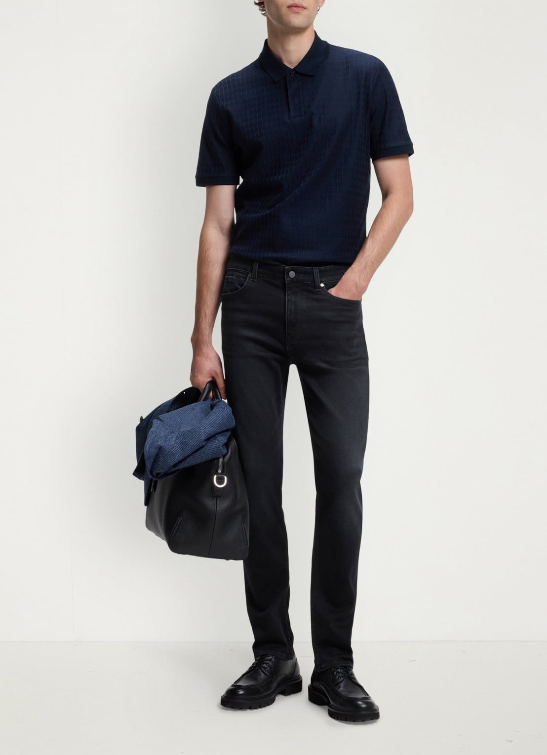 BOSS Skinny jeans met donkere wassing - voorkant 7 navy-411 / blauw