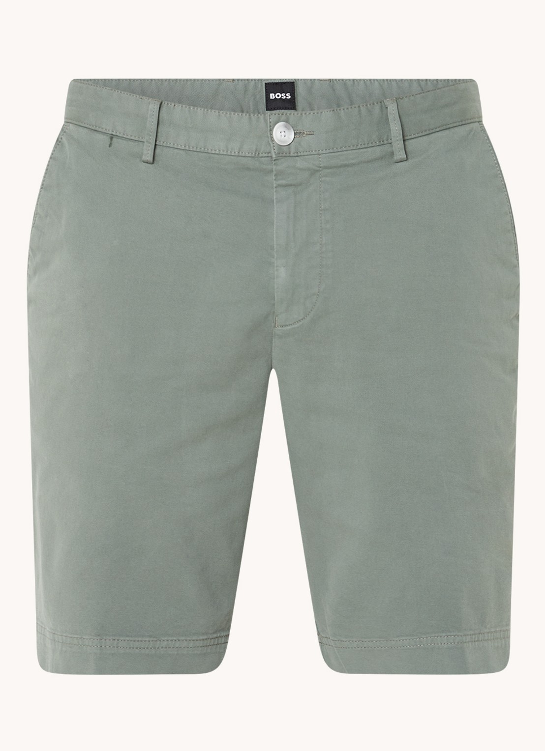 BOSS Slice slim fit korte broek met steekzakken - voorkant 2 olijfgroen