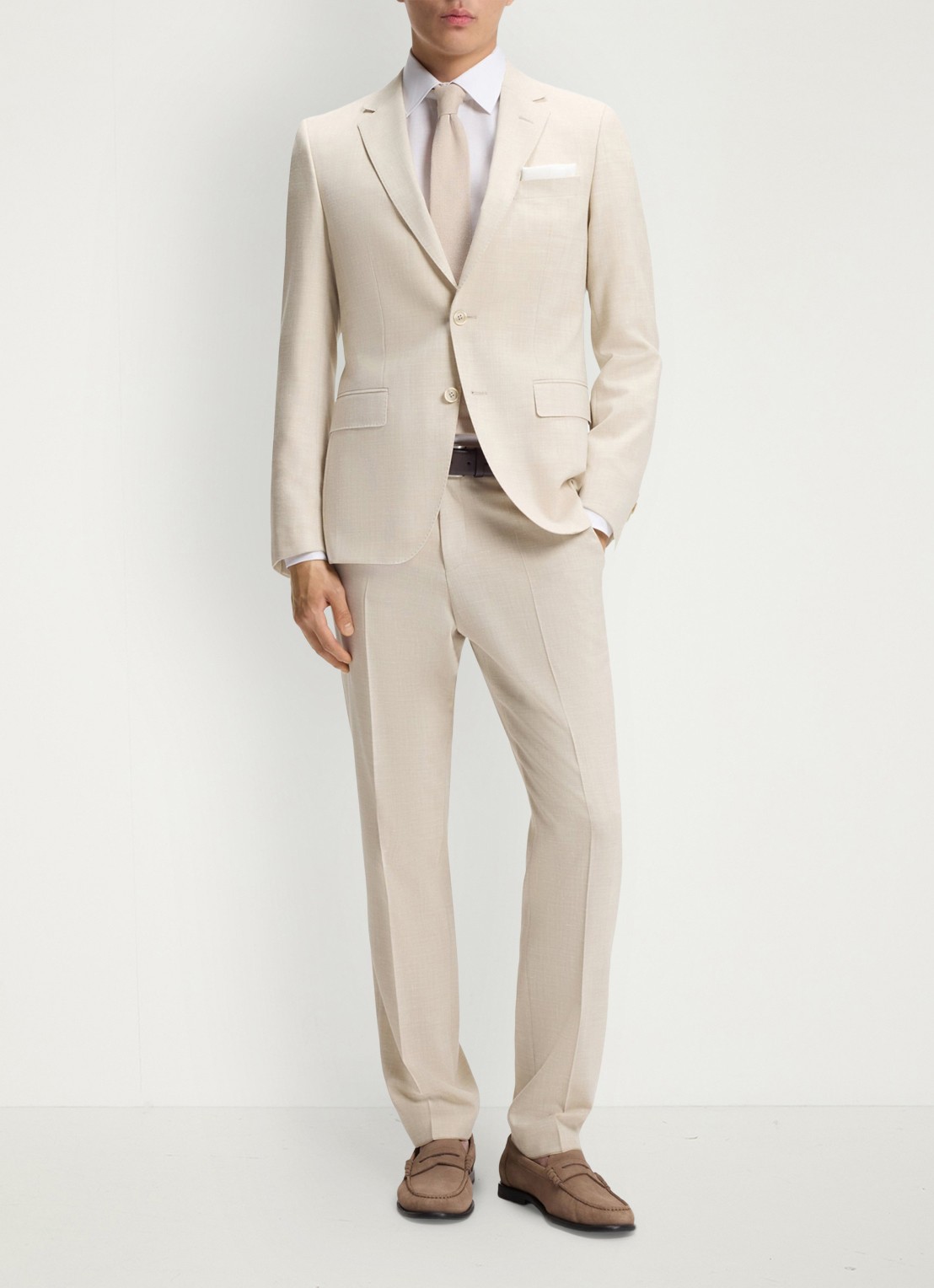 BOSS Slim fit 2-delig pak in wolblend - detail open beige-286 / beige