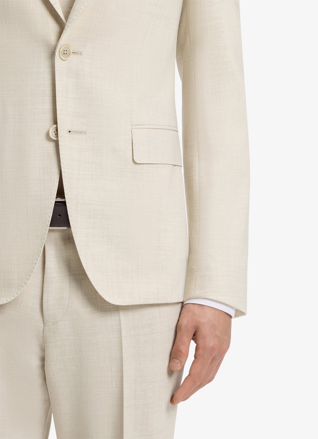 BOSS Slim fit 2-delig pak in wolblend - detail 3 open beige-286 / beige