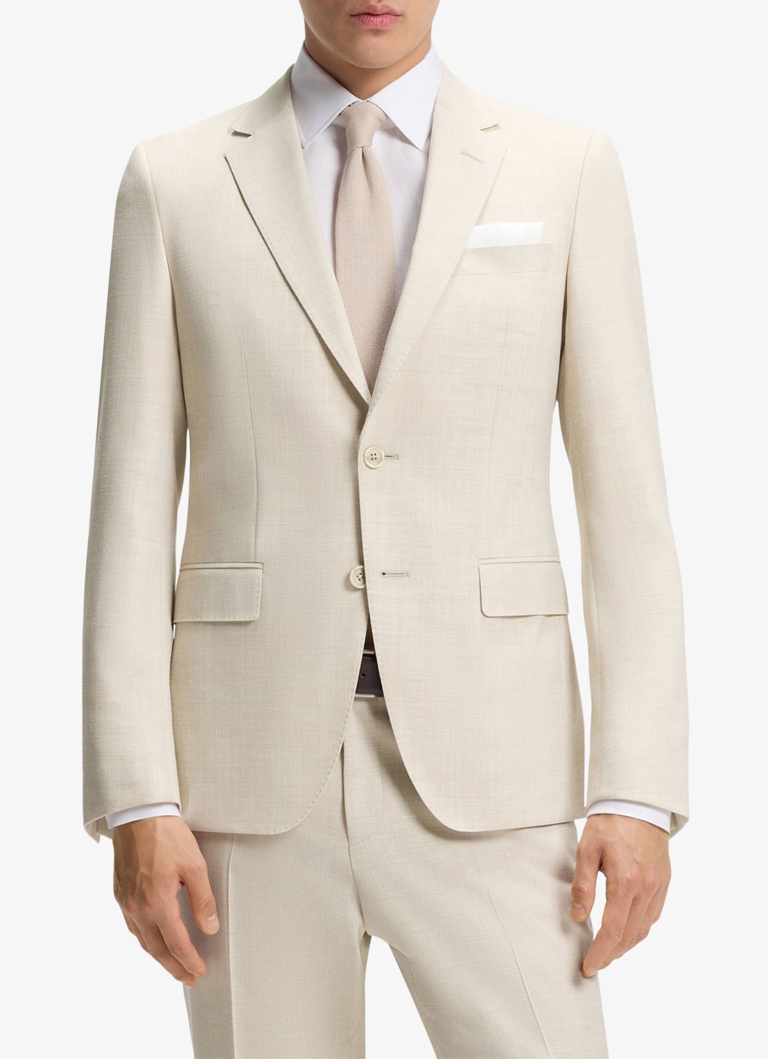 BOSS Slim fit 2-delig pak in wolblend - voorkant 7 open beige-286 / beige