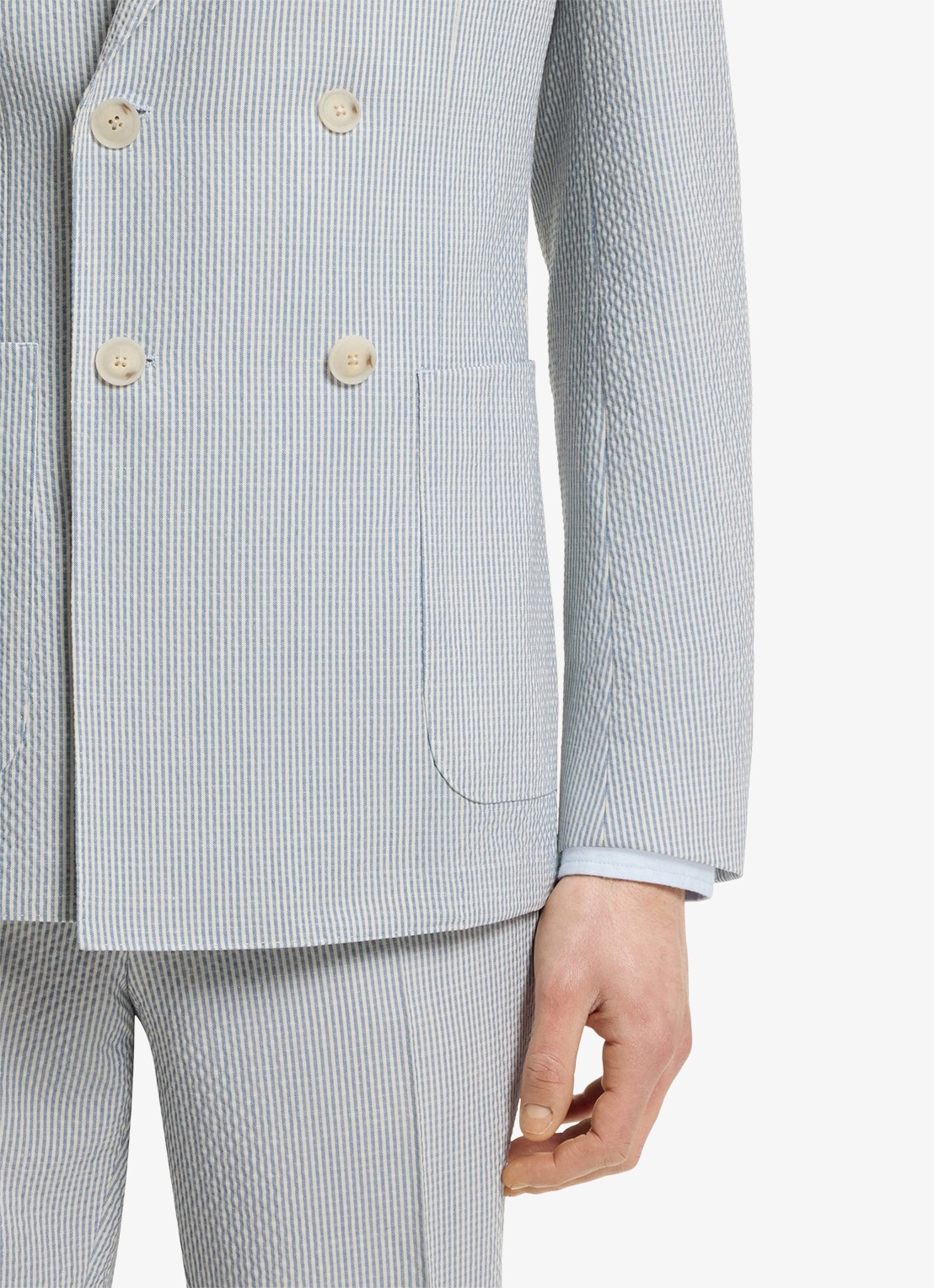BOSS Slim fit 2-delig pak in wolblend - detail 6 lichtblauw