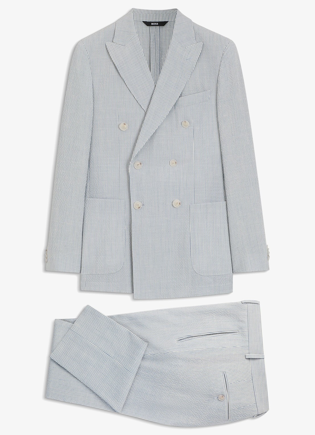 BOSS Slim fit 2-delig pak in wolblend - voorkant 2 lichtblauw