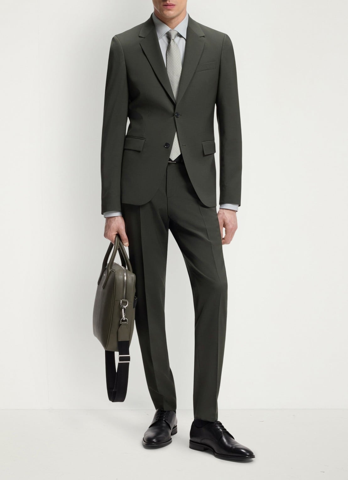 BOSS Slim fit 2-delig pak in wolblend - detail 3 donkergroen