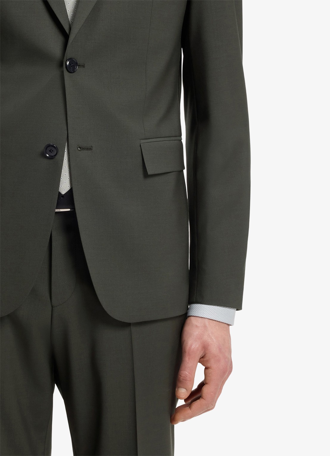 BOSS Slim fit 2-delig pak in wolblend - detail 4 donkergroen