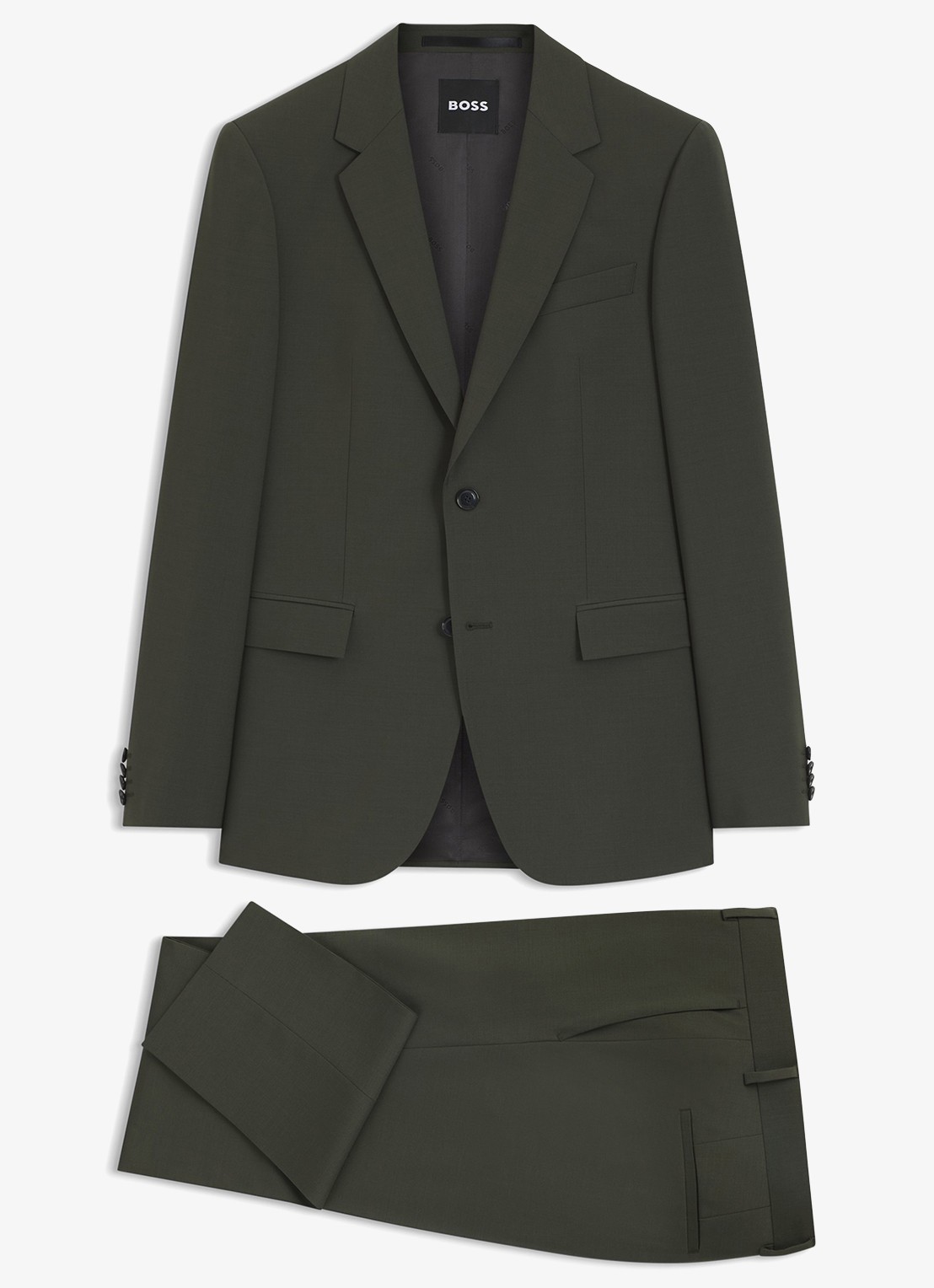 BOSS Slim fit 2-delig pak in wolblend - voorkant donkergroen